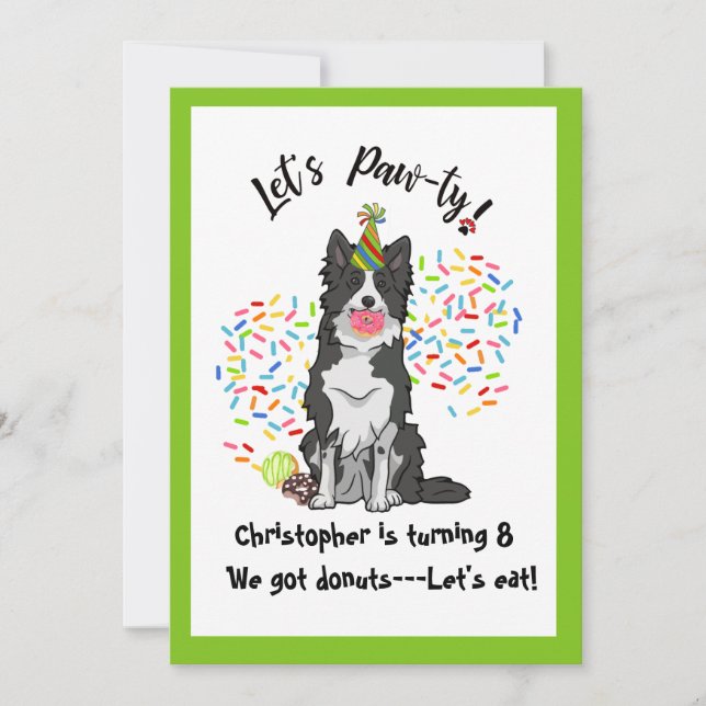 Funny Border Collie Geburtstagsparty Einladung (Vorderseite)