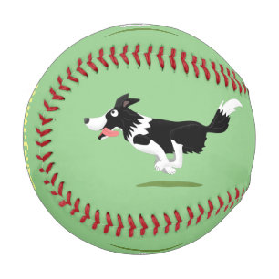Funny Border Collie Hund läuft Cartoon Baseball