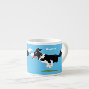 Funny Border Collie Hund läuft Cartoon Espressotasse