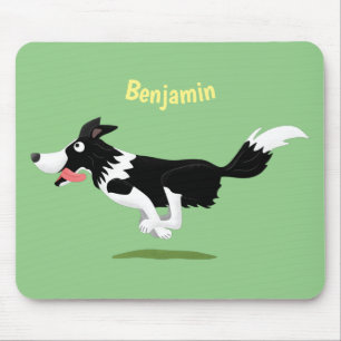Funny Border Collie Hund läuft Cartoon Mousepad