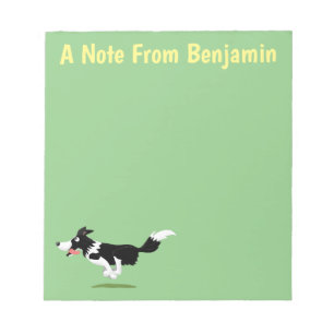 Funny Border Collie Hund läuft Cartoon Notizblock