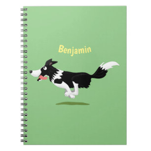 Funny Border Collie Hund läuft Cartoon Notizblock