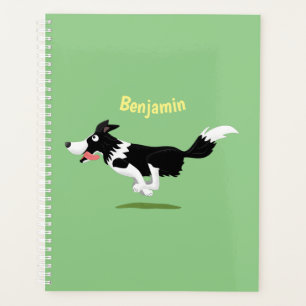 Funny Border Collie Hund läuft Cartoon Planer