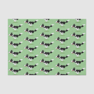 Funny Border Collie Hund läuft Cartoon Seidenpapier