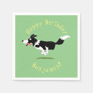 Funny Border Collie Hund läuft Cartoon Serviette