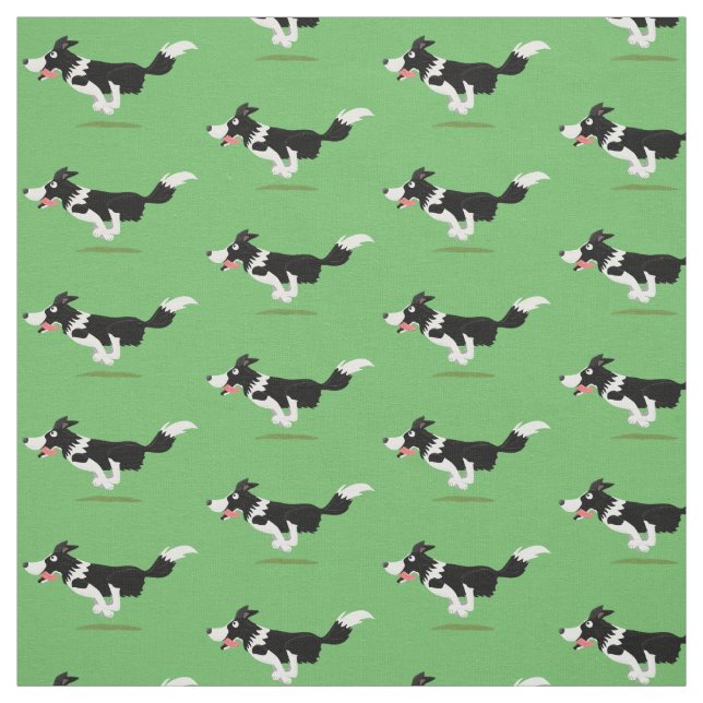 Funny Border Collie Hund läuft Cartoon Stoff (Muster)