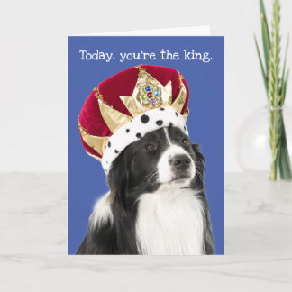 Funny Border Collie mit Crown Vatertag Card Karte
