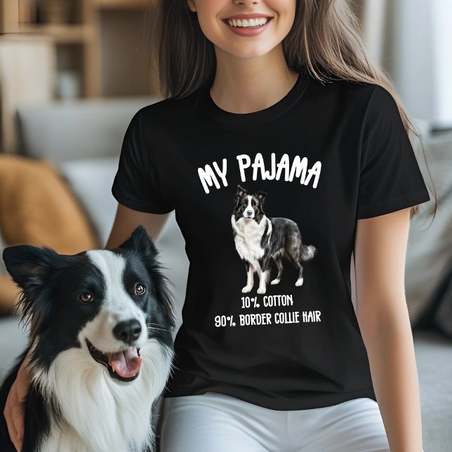 Funny Border Collie Pajama T-Shirt (Von Creator hochgeladen)
