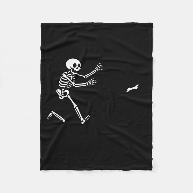 Funny Border Collie Running Skeleton Halloween  Fleecedecke (Vorderseite)