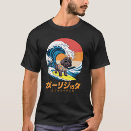 Funny Bordoodle Japanisch Kanagawa Wave Dog T-Shirt
