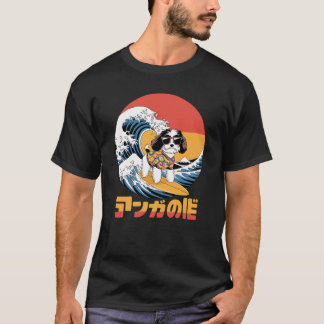 Funny Bordoodle Japanisch Kanagawa Wave Dog T-Shirt