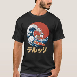 Funny Borzoi Japanisch Kanagawa Wave Dog T-Shirt
