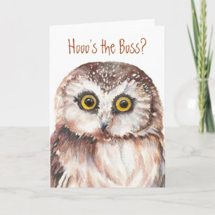 Funny Boss Birthday, Wise Owl Humor Karte