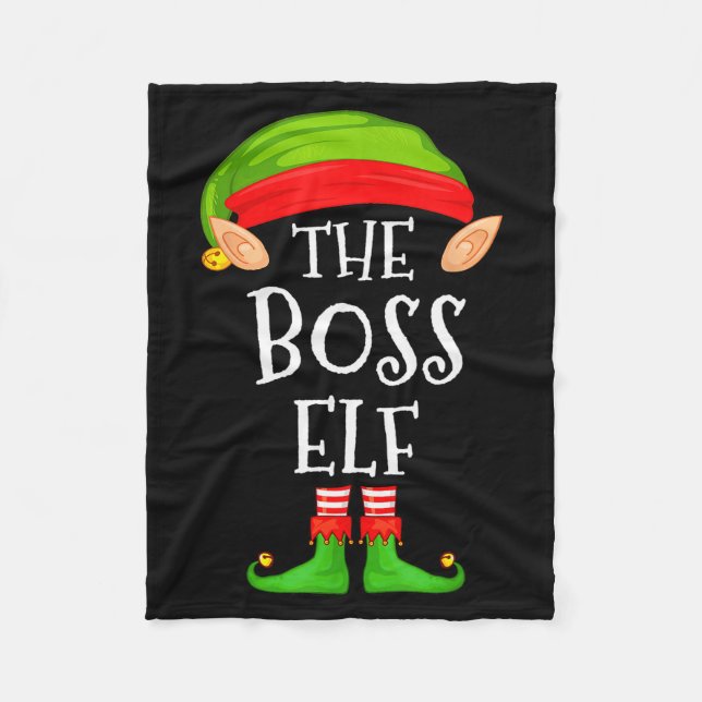 Funny Boss Elf Family Christmas Boss Elf Sweater M Fleecedecke (Vorderseite)