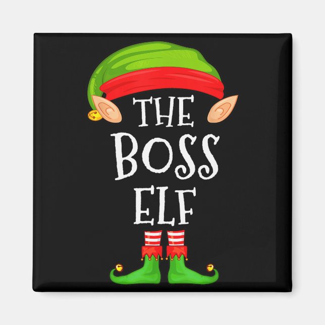 Funny Boss Elf Family Christmas Boss Elf Sweater M Magnet (Vorne)