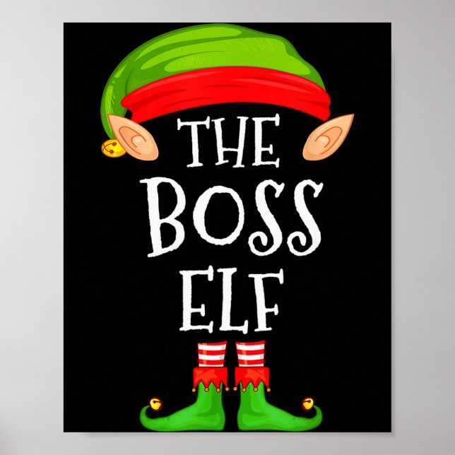 Funny Boss Elf Family Christmas Boss Elf Sweater M Poster (Vorne)