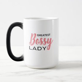 Funny Boss Lady Pink White Typografy Verwandlungstasse