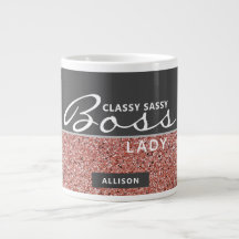 Funny Boss Lady Rose Gold Pink Glitzer Name