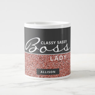 Funny Boss Lady Rose Gold Pink Glitzer Name Jumbo-Tasse