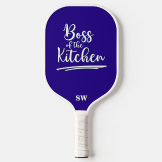 Funny Boss of the Kitchen Blue White Elegant Pickleball Schläger