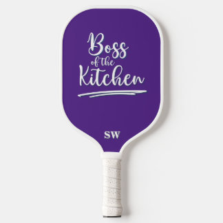 Funny Boss of the Kitchen Lila Weiß Elegant Pickleball Schläger