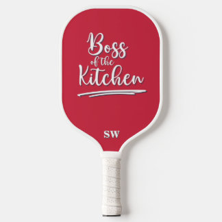 Funny Boss of the Kitchen Vintag Re White Elegant Pickleball Schläger