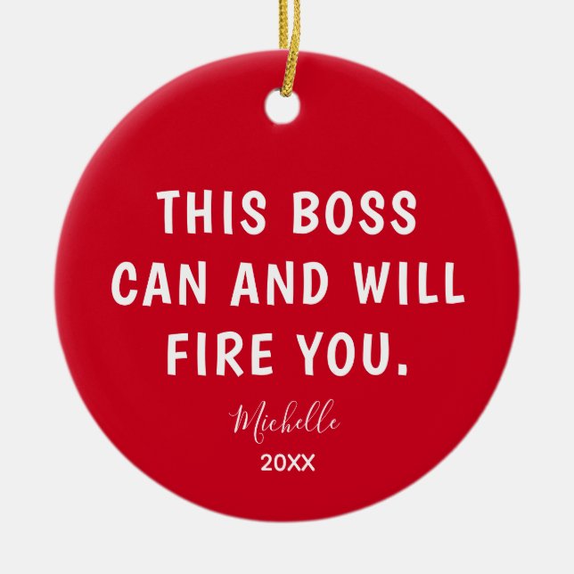 Funny Boss Personalisiertes Jahr Weihnachten Keramik Ornament (Vorne)