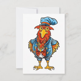 Funny Bossy Cartoon Rooster Dankeskarte