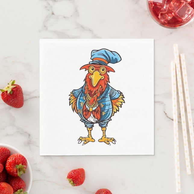 Funny Bossy Cartoon Rooster Serviette (Beispiel)