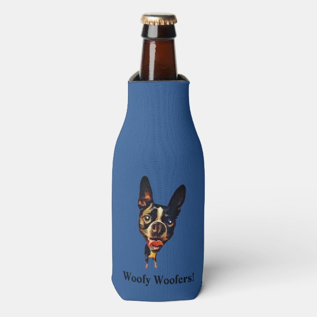 Funny Boston Terrier Bottle Cooler Flaschenkühler (Flaschenvorderseite)