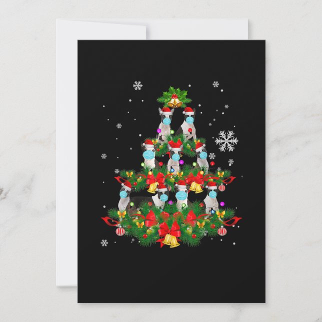 Funny Boston Terrier Christmas Tree Dog Mask Xmas Ankündigung (Vorderseite)