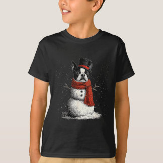 Funny Boston Terrier Dog Christmas Snowman Xmas Pa T-Shirt