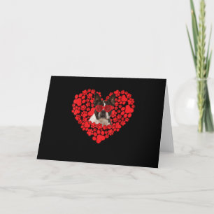 Funny Boston Terrier Dog Paw Herz Valentinstag Dankeskarte