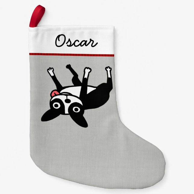 Funny Boston Terrier Dog Personalisiert Kleiner Weihnachtsstrumpf (Vorderseite)