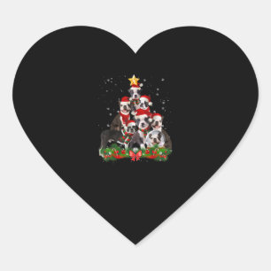Funny Boston Terrier Dog Weihnachtsbaum Geschenk Herz-Aufkleber