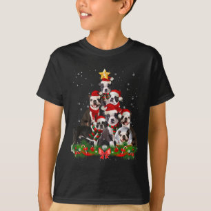 Funny Boston Terrier Dog Weihnachtsbaum T-Shirt
