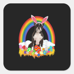 Funny Boston Terrier Egg Shirt Dog Lover Ostern Quadratischer Aufkleber