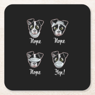Funny Boston Terrier Gift Mouth Nose Mask Dogs T-S Rechteckiger Pappuntersetzer