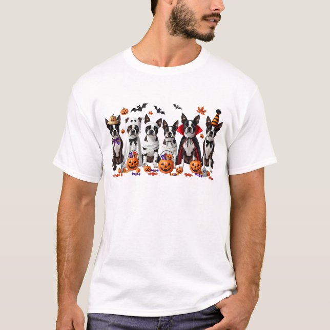 Funny Boston Terrier Halloween Dog Lover T-Shirt (Vorderseite)
