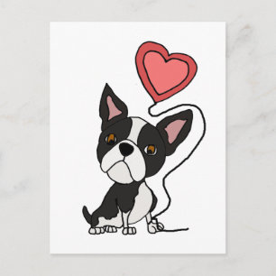 Funny Boston Terrier Liebe Cartoon Postkarte