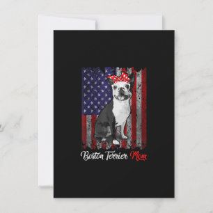 Funny Boston Terrier Mama American Flag T-Shirt T  Dankeskarte
