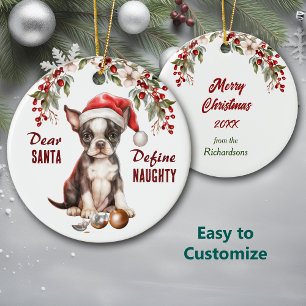 Funny Boston Terrier Pup definiert Schönheit Weihn Keramik Ornament
