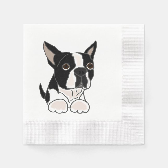 Funny Boston Terrier Puppy Dodge Art Serviette (Vorderseite)