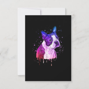 Funny Boston Terrier Watercolor Dog Lover Geschenk RSVP Karte
