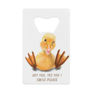Funny Bottle Opener Happy Duck - Custom Text Geldbeutel Flaschenöffner