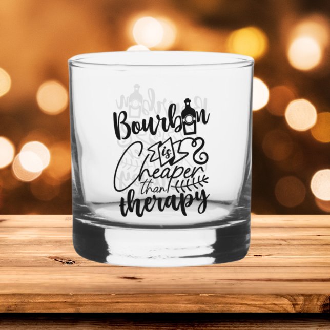 Funny Bourbon billiger Therapie Wort Kunst Whiskyglas (Von Creator hochgeladen)