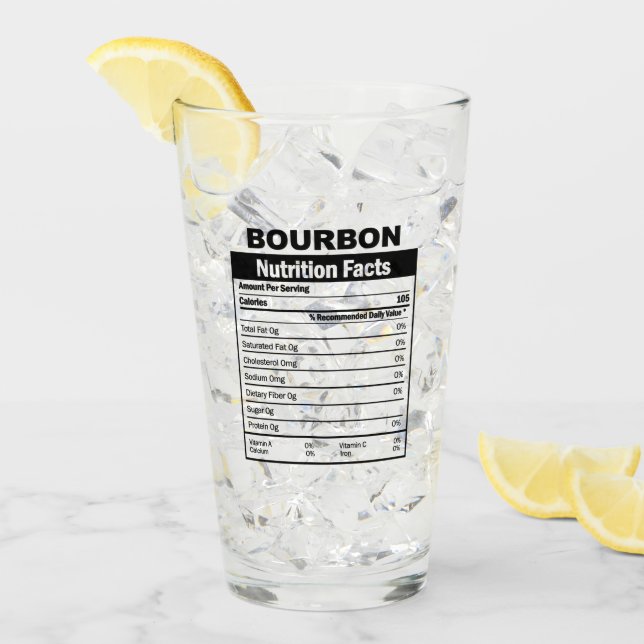 Funny Bourbon Nutrition Facts Glass Glas (Vorderseite Ice)