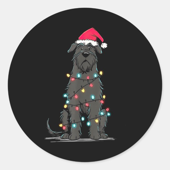 Funny Bouvier Des Flandres Christmas Graphics Dog  Runder Aufkleber (Vorderseite)