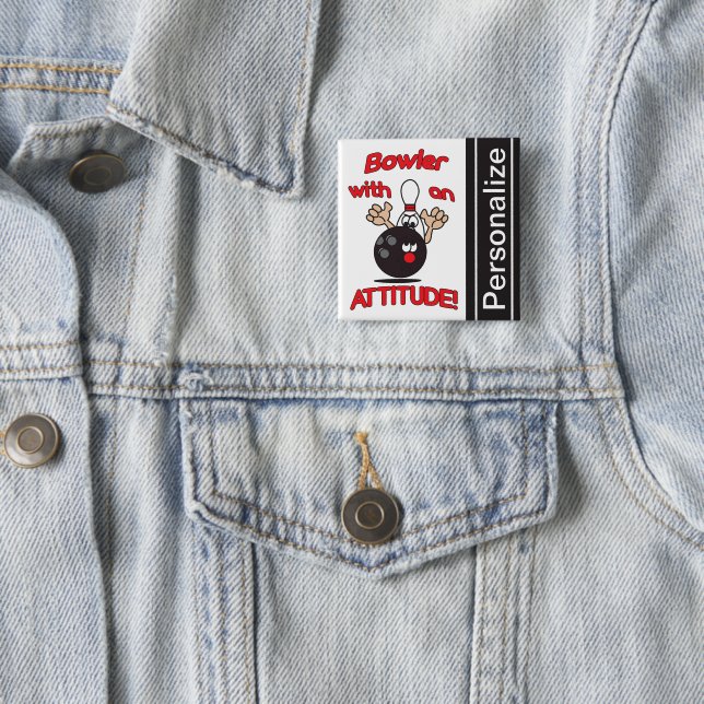 Funny Bowler mit Attitude | Personalisieren Button (Beispiel)