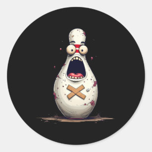 Funny Bowlers erschreckte Bowling Button Grafik fü Runder Aufkleber